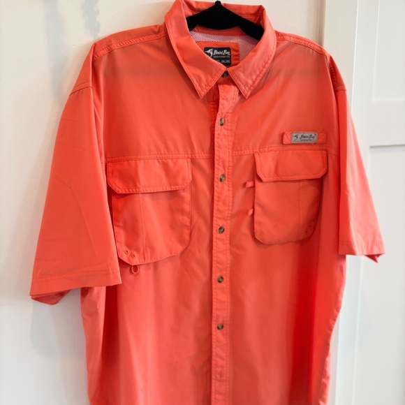 Bimini Bay Men's Fishing Boating Short Sleeve Button Down Orange Shirt Size 2XL - Picture 4 of 7